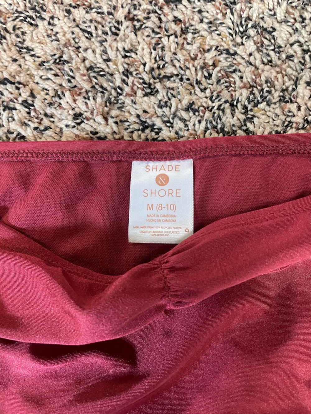 Shade & Shore High-Waist Bikini Bottoms - Burgundy Wine Size M (8-10) | NWT - Picture 2 of 5
